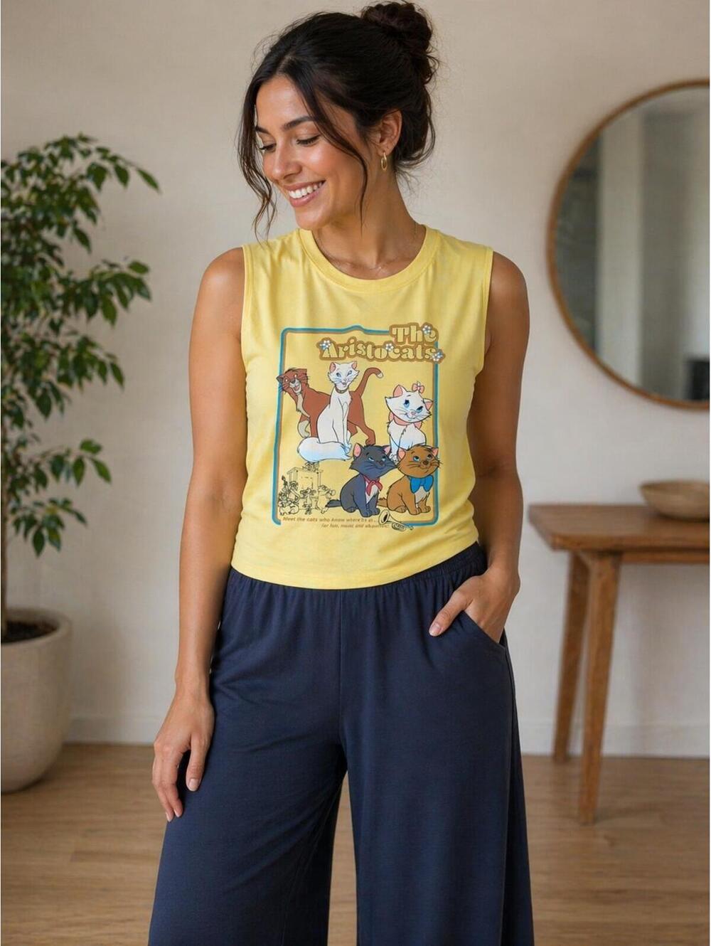 Disney Parks The Aristocats Sleeveless Shirt Yellow Large